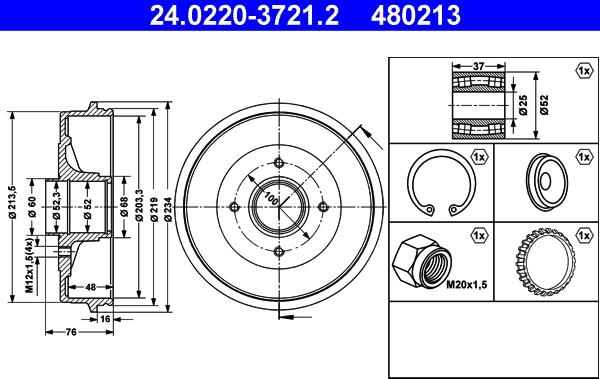 ATE 24.0220-3721.2 - Тормозной барабан parts5.com