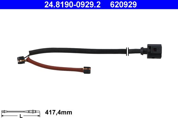 ATE 24.8190-0929.2 - Сигнализатор, износ тормозных колодок parts5.com