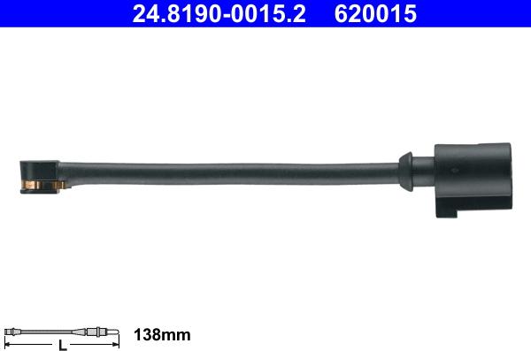 ATE 24.8190-0015.2 - Сигнализатор, износ тормозных колодок parts5.com