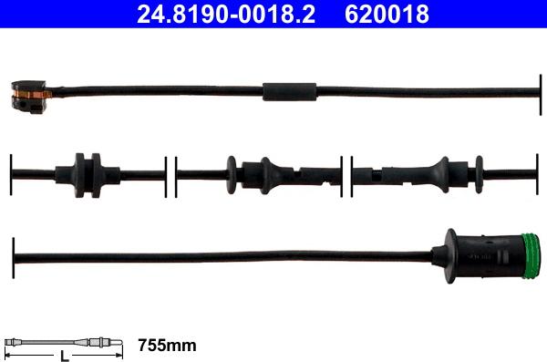 ATE 24.8190-0018.2 - Сигнализатор, износ тормозных колодок parts5.com