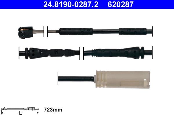 ATE 24.8190-0287.2 - Сигнализатор, износ тормозных колодок parts5.com