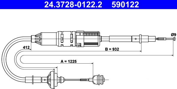 ATE 24.3728-0122.2 - Трос, управление сцеплением parts5.com