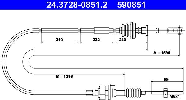 ATE 24.3728-0851.2 - Трос, управление сцеплением parts5.com