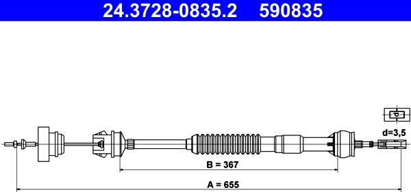 ATE 24.3728-0835.2 - Трос, управление сцеплением parts5.com