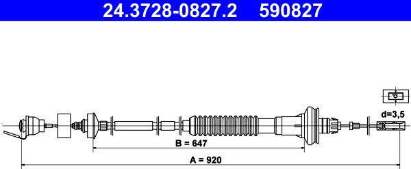 ATE 24.3728-0827.2 - Трос, управление сцеплением parts5.com