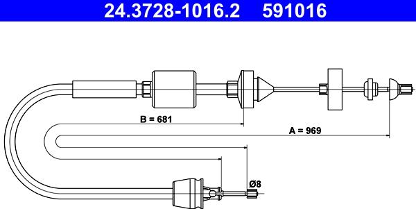 ATE 24.3728-1016.2 - Трос, управление сцеплением parts5.com