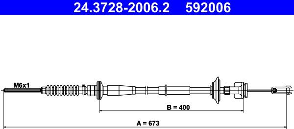 ATE 24.3728-2006.2 - Трос, управление сцеплением parts5.com