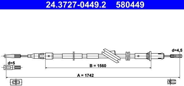 ATE 24.3727-0449.2 - Тросик, cтояночный тормоз parts5.com