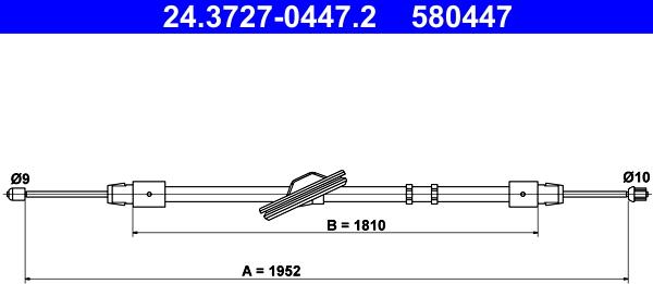 ATE 24.3727-0447.2 - Тросик, cтояночный тормоз parts5.com