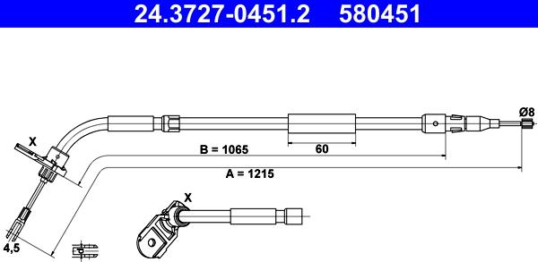 ATE 24.3727-0451.2 - Cable de accionamiento, freno de estacionamiento parts5.com