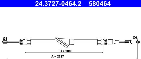 ATE 24.3727-0464.2 - Cable de accionamiento, freno de estacionamiento parts5.com