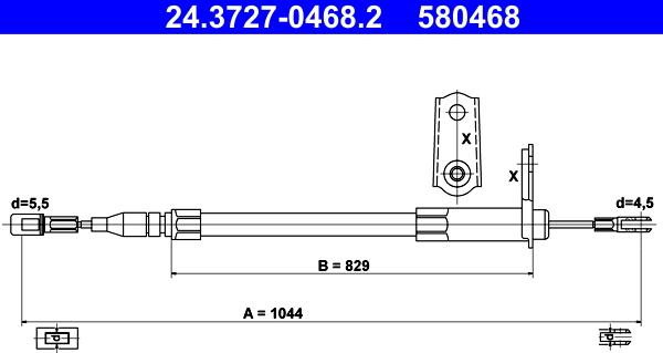 ATE 24.3727-0468.2 - Cable de accionamiento, freno de estacionamiento parts5.com