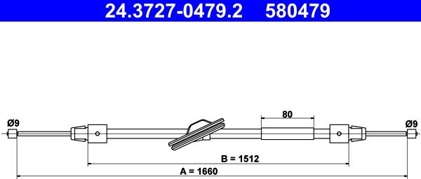 ATE 24.3727-0479.2 - Тросик, cтояночный тормоз parts5.com