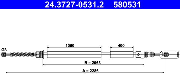 ATE 24.3727-0531.2 - Тросик, cтояночный тормоз parts5.com