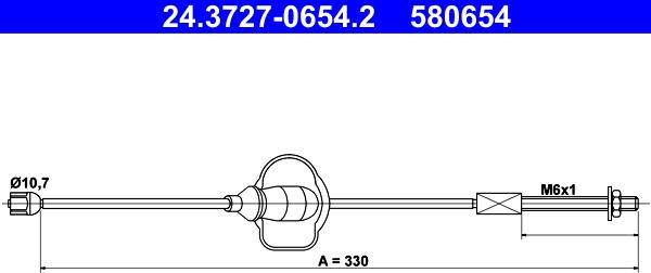 ATE 24.3727-0654.2 - Тросик, cтояночный тормоз parts5.com