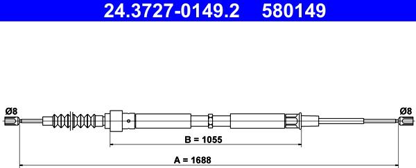 ATE 24.3727-0149.2 - Тросик, cтояночный тормоз parts5.com