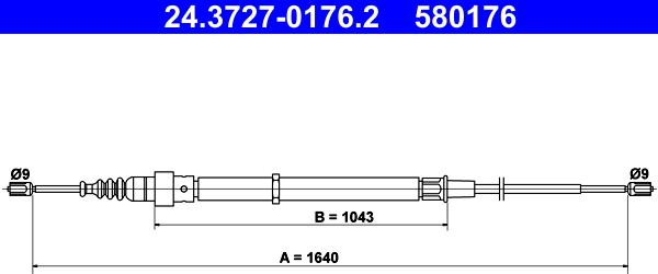 ATE 24.3727-0176.2 - Тросик, cтояночный тормоз parts5.com