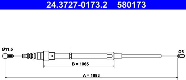 ATE 24.3727-0173.2 - Тросик, cтояночный тормоз parts5.com