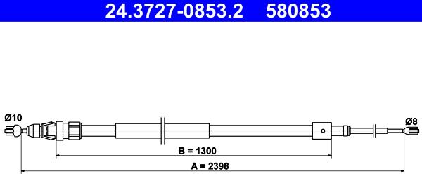 ATE 24.3727-0853.2 - Тросик, cтояночный тормоз parts5.com