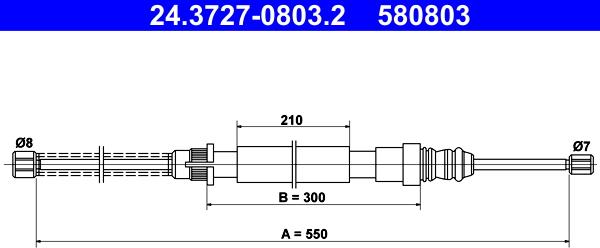 ATE 24.3727-0803.2 - Тросик, cтояночный тормоз parts5.com