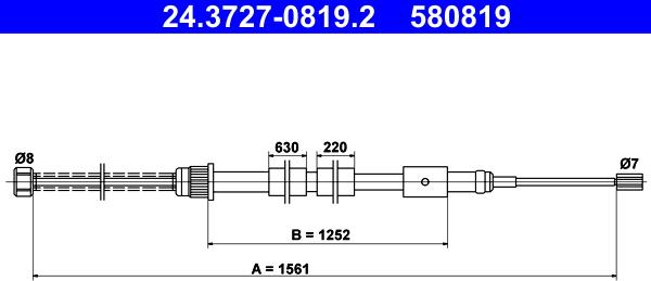 ATE 24.3727-0819.2 - Тросик, cтояночный тормоз parts5.com