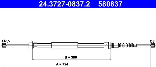 ATE 24.3727-0837.2 - Тросик, cтояночный тормоз parts5.com