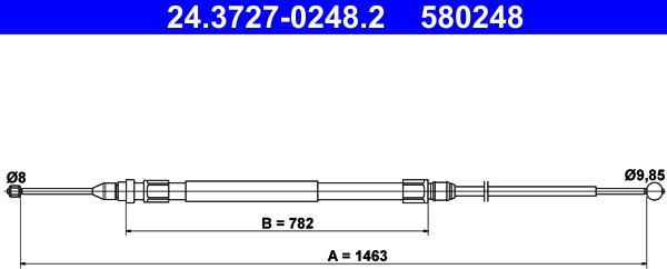 ATE 24.3727-0248.2 - Тросик, cтояночный тормоз parts5.com