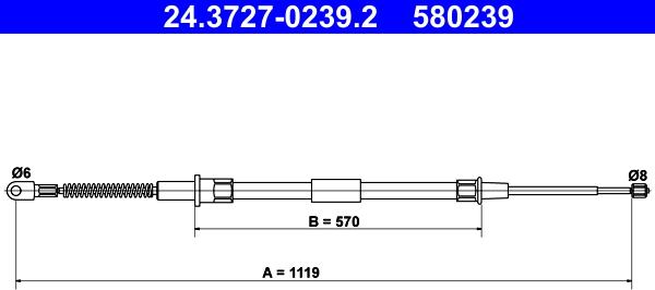 ATE 24.3727-0239.2 - Тросик, cтояночный тормоз parts5.com