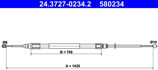 ATE 24.3727-0234.2 - Тросик, cтояночный тормоз parts5.com