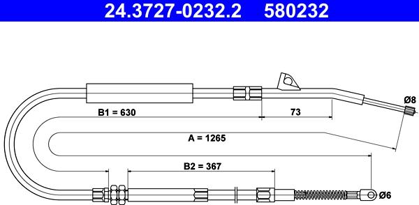 ATE 24.3727-0232.2 - Тросик, cтояночный тормоз parts5.com