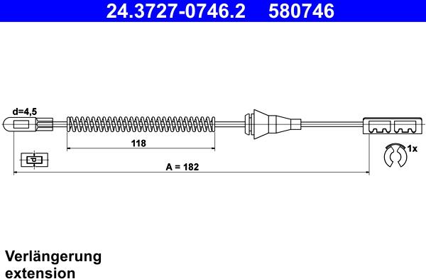 ATE 24.3727-0746.2 - Тросик, cтояночный тормоз parts5.com