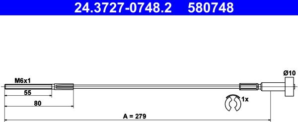 ATE 24.3727-0748.2 - Тросик, cтояночный тормоз parts5.com