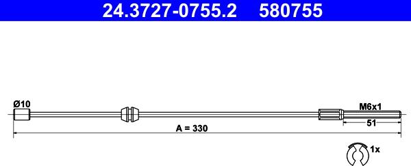 ATE 24.3727-0755.2 - Тросик, cтояночный тормоз parts5.com