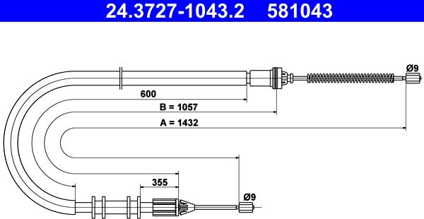 ATE 24.3727-1043.2 - Тросик, cтояночный тормоз parts5.com