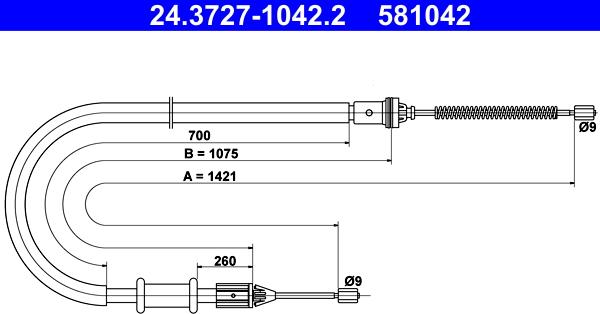 ATE 24.3727-1042.2 - Тросик, cтояночный тормоз parts5.com