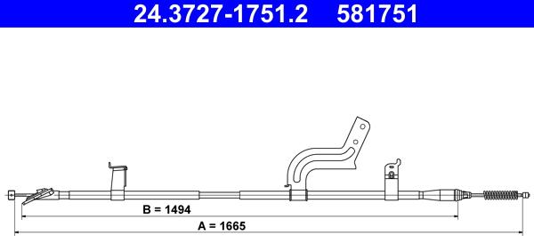 ATE 24.3727-1751.2 - Тросик, cтояночный тормоз parts5.com