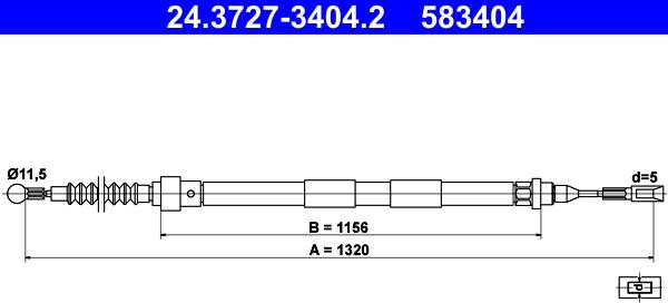 ATE 24.3727-3404.2 - Тросик, cтояночный тормоз parts5.com