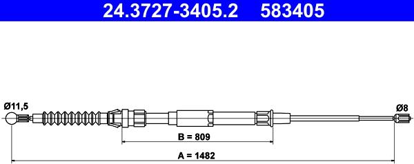 ATE 24.3727-3405.2 - Тросик, cтояночный тормоз parts5.com