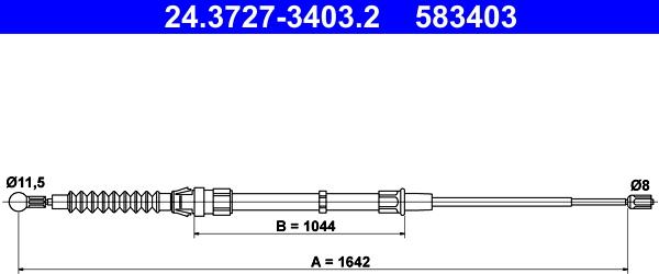 ATE 24.3727-3403.2 - Тросик, cтояночный тормоз parts5.com