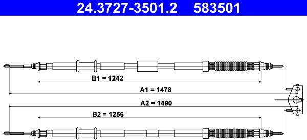 ATE 24.3727-3501.2 - Тросик, cтояночный тормоз parts5.com