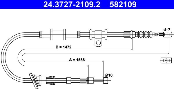 ATE 24.3727-2109.2 - Тросик, cтояночный тормоз parts5.com