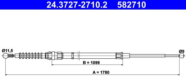 ATE 24.3727-2710.2 - Тросик, cтояночный тормоз parts5.com