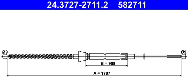 ATE 24.3727-2711.2 - Тросик, cтояночный тормоз parts5.com