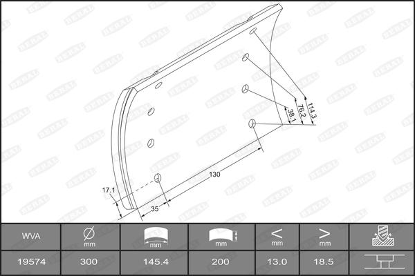 Beral KBL19574.0-1517 - Комплект тормозных башмаков, барабанные тормоза parts5.com