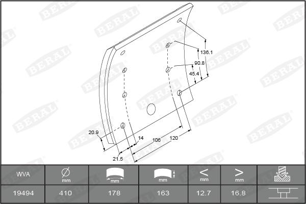 Beral KBL19494.9-1575 - Комплект тормозных башмаков, барабанные тормоза parts5.com