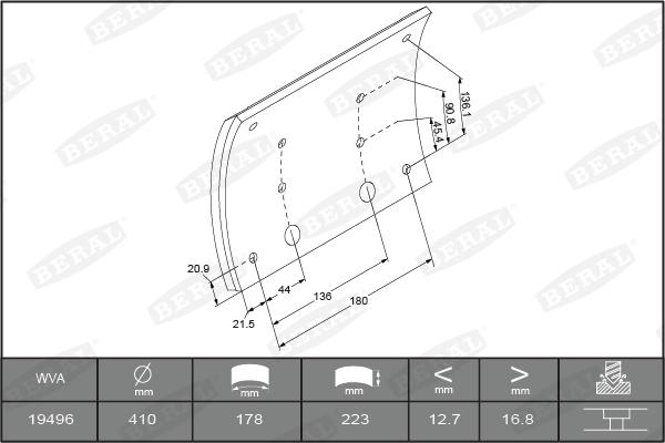 Beral KBL19496.9-1575 - Комплект тормозных башмаков, барабанные тормоза parts5.com