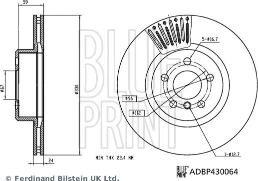 Blue Print ADBP430064 - Тормозной диск parts5.com