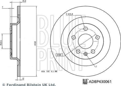 Blue Print ADBP430061 - Тормозной диск parts5.com