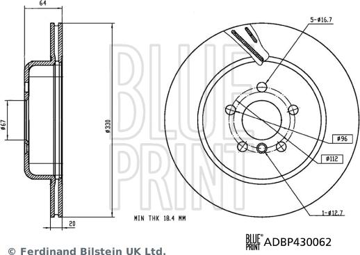 Blue Print ADBP430062 - Тормозной диск parts5.com