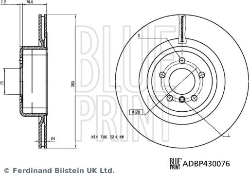 Blue Print ADBP430076 - Тормозной диск parts5.com